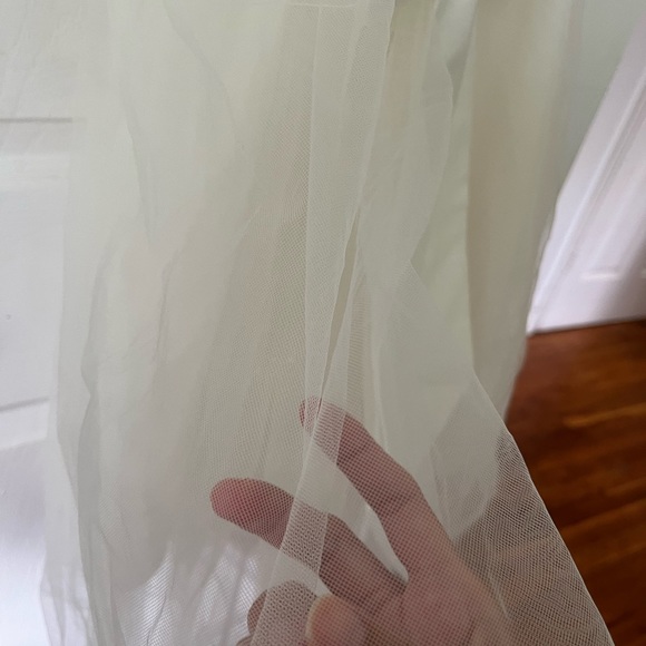 David's Bridal Ivory Kids Dress with Satin Bow - Picture 9 of 13